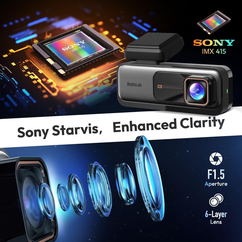 Botslab 4K Dash Cam Front and Rear, 170° Ultra Wide 4K+2K Dashcam with ADAS, Night Vision, 24/7 Parking Mode, Sony STARVIS Sensor, WDR, Free 64GB SD Card, 5.8GHz WiFi, Built-in GPS, Loop Recording - Image 3